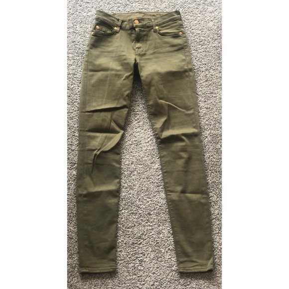 7 for All Mankind The Skinny Jeans in Olive Green - Picture 2 of 8